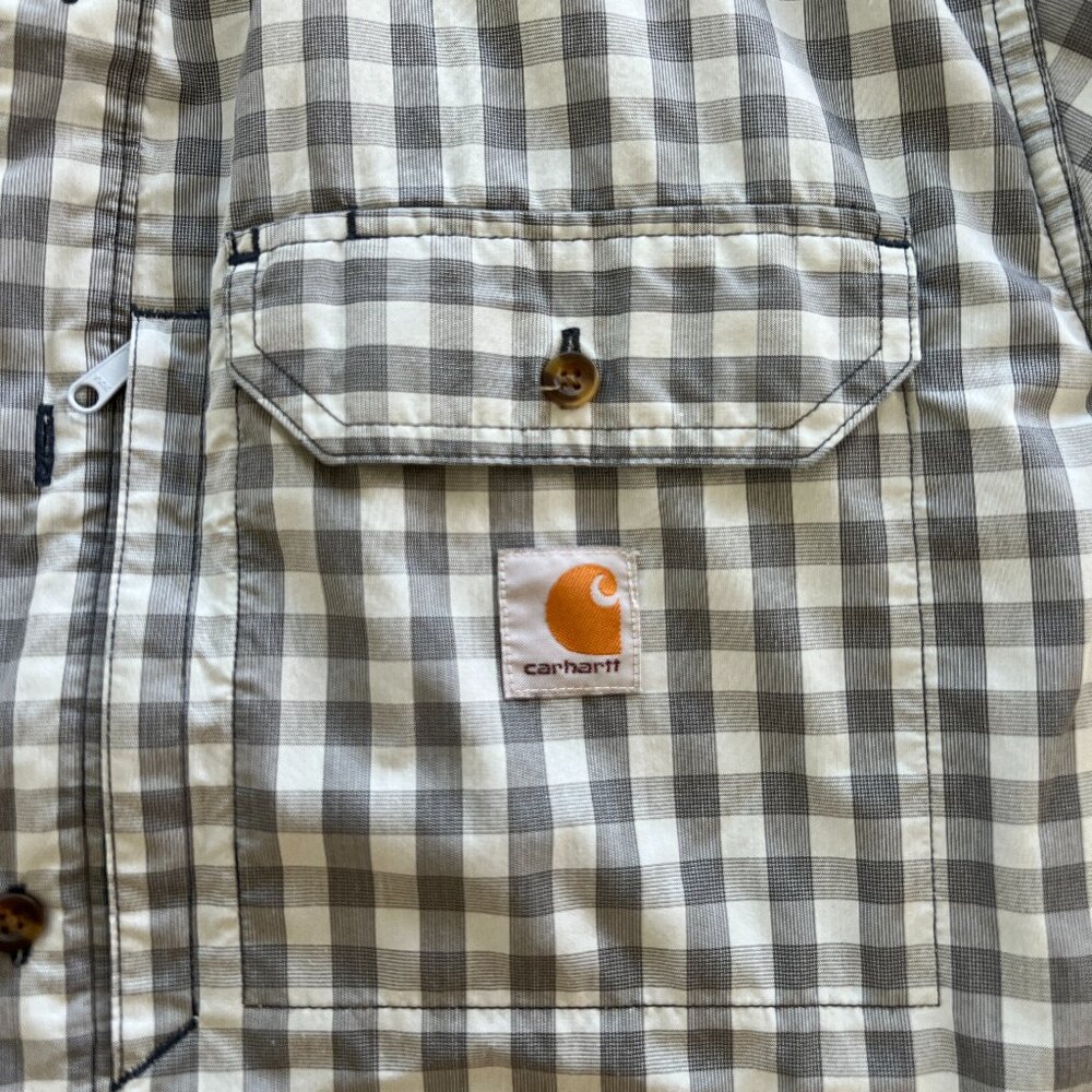 Carhartt Men's Force Plaid Ridgefield Short Sleeve Shirt Size XL color: blue - Picture 3 of 4